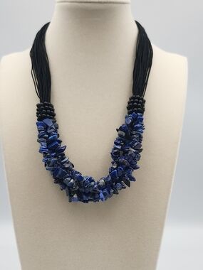 Multi-Strand Sodalite Chip Necklace in Blue